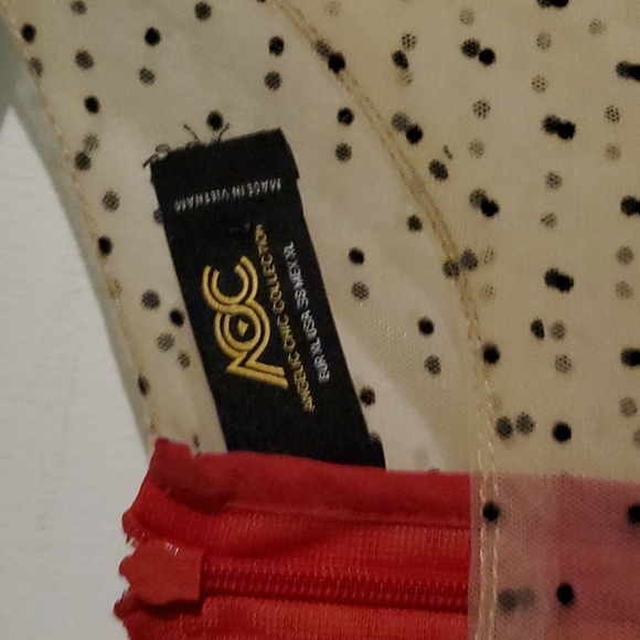 Red Velvet Dress with mesh top - Picture 2 of 5